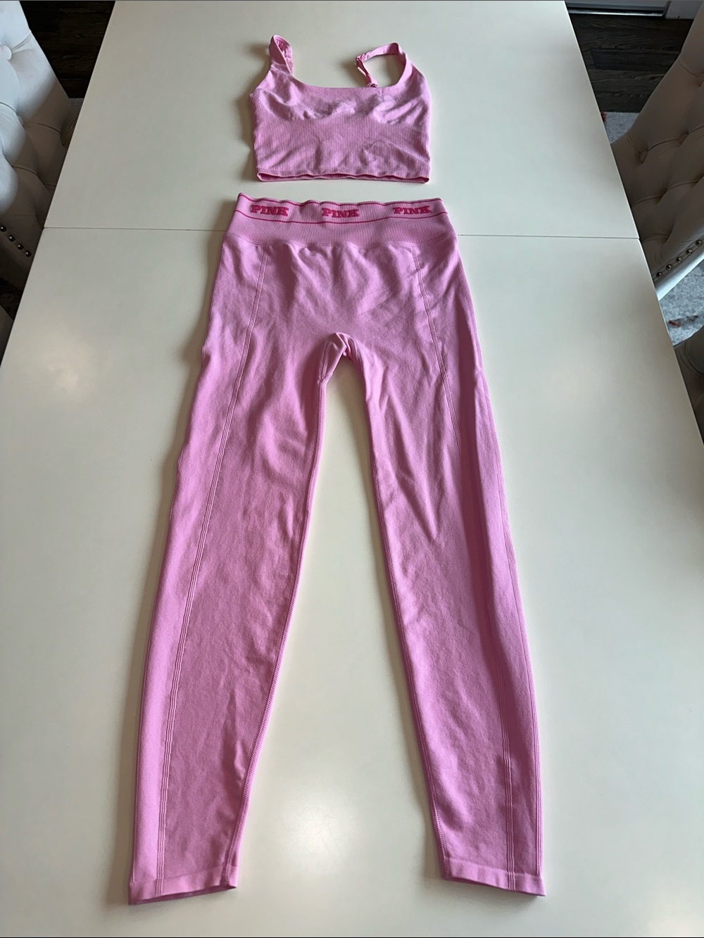 PINK Victoria's Secret Pink Ribbed Logo Bralette